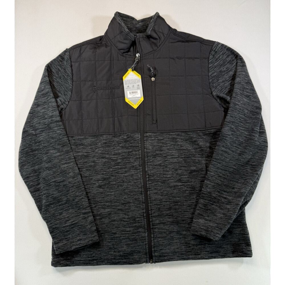 Free Country Overlay Fleece Jacket Mens Medium NWT Gray Full Zip Coat